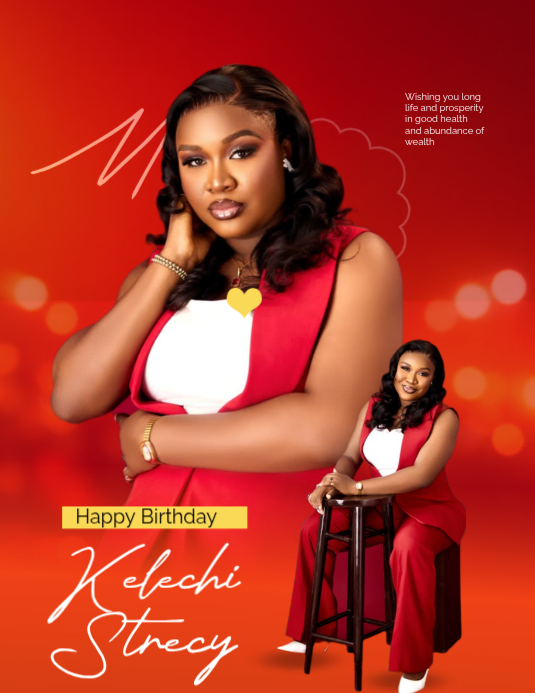 Red Typographic Birthday Celebration Flyer Template | PosterMyWall