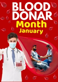 Red Typographic Blood Donor Month A1 template