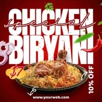Red Typographic Chicken Biryani Ad Instagram Post template