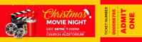 Red Typographic Christmas Movie Night Ticket Design Template Linkedin Background Image