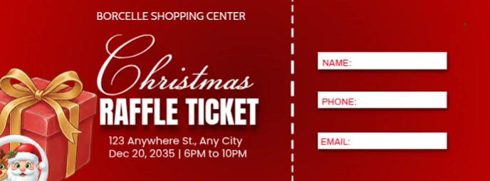 Red Typographic Christmas Raffle Ticket Facebook Cover Photo Video ...