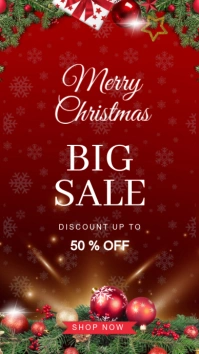Red Typographic Christmas Sale Poster Template Instagram Story