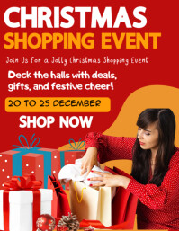 Red Typographic Christmas Shopping Event Flyer (us Letter) 传单(美国信函) template