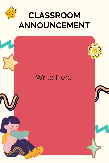 Red Typographic Classroom Announcement Backgr Poster template