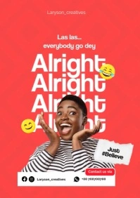 Red Typographic Comedy Show A3 template