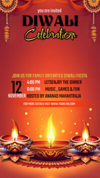 Red Typographic Diwali Celebrations Instagram Story template