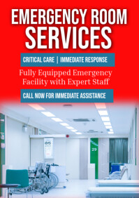 Red Typographic Emergency Room Services  A1 template