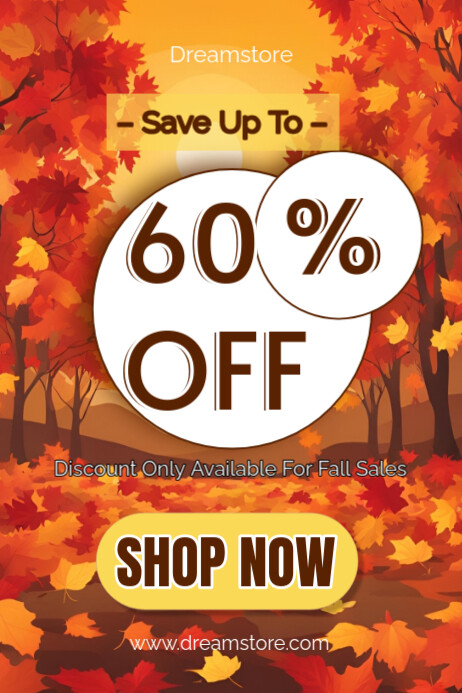 Red Typographic Fall Sales Discount Poster Template | PosterMyWall