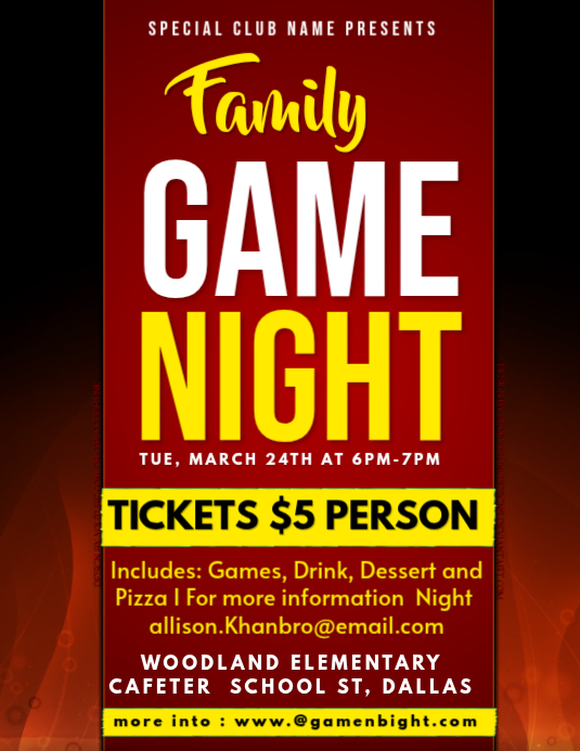 Red Family Game Night Flyers Template | PosterMyWall