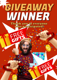 Red Typographic Giveaway Winner  A1 template