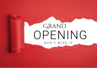 Red Typographic Grand Opening Ceremony Torn Papers Templates  Postcard