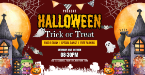 Red Typographic Halloween Trick Or Treat Gamb ภาพที่แชร์บน Facebook template