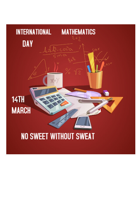 Red Typographic Happy Mathematics Day  Poster template