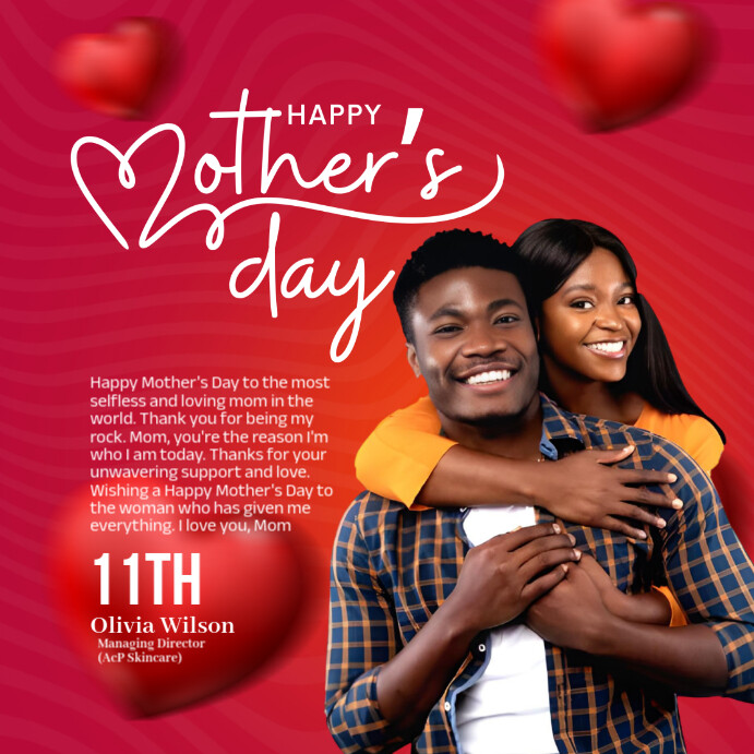 Red Typographic Happy Mother's Day  Instagram Post Wpis na Instagrama template