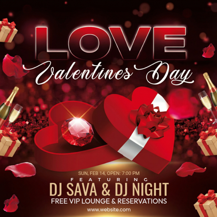 Red Typographic Happy Valentine's Day Instagram Post Template ...
