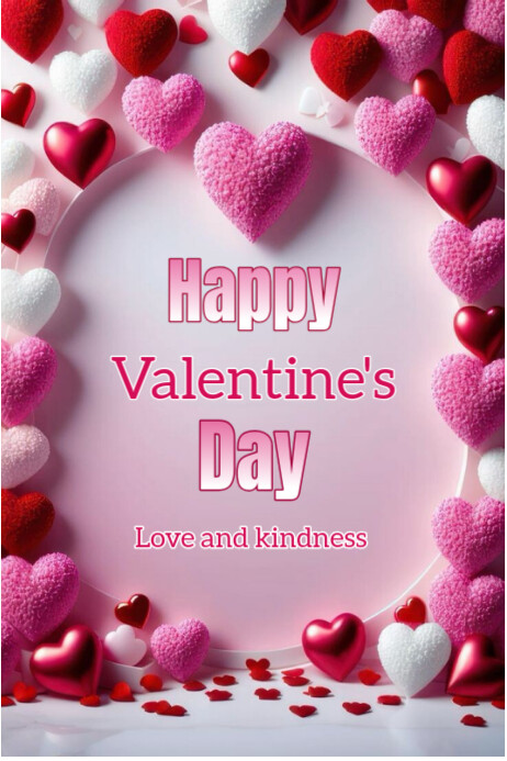 Red Typographic Happy Valentine's Day Template Elegant Red Pink And ...