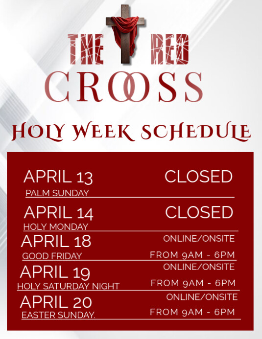 Red Typographic Holy Week Schedule  Flyer (us Letter) template