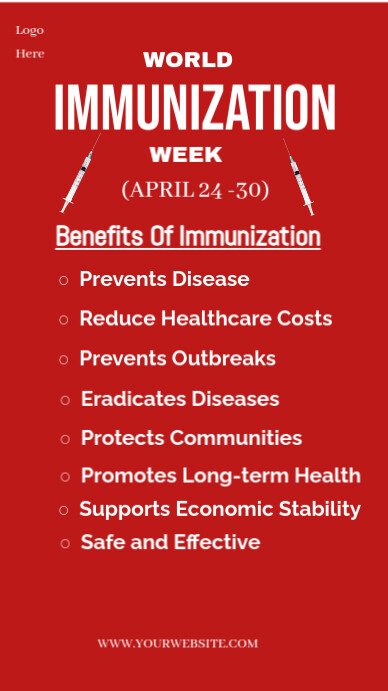 Red Typographic Immunization Week Template Instagram Story
