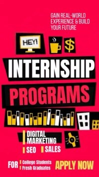 Red Typographic Internship Recruitment Ad Instagram Reel template