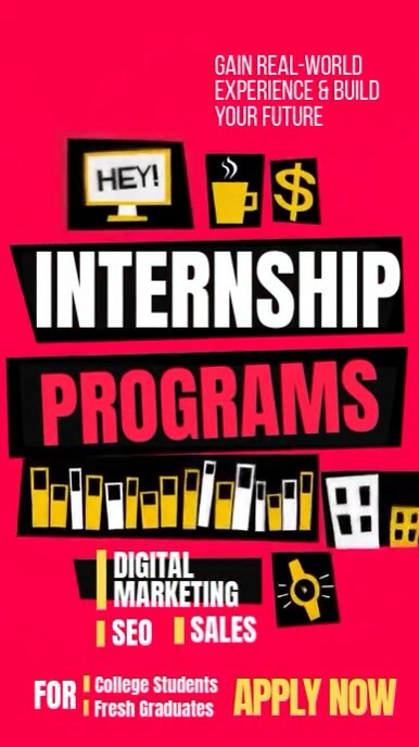 Red Typographic Internship Recruitment Ad Instagram Reel template