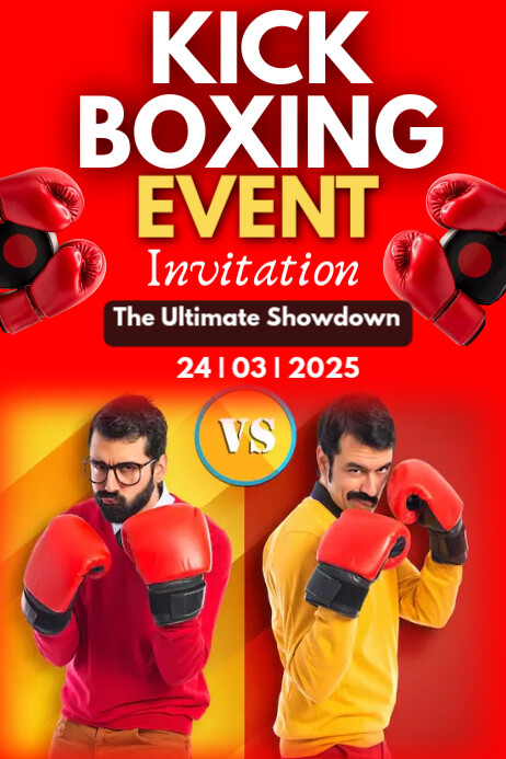 Red Typographic Kick Boxing Event Invitation Poster template