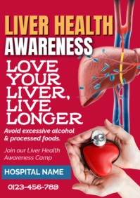 Red Typographic Liver Health Awareness  A2 template
