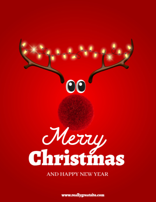Copy of Red Typographic Merry Christmas And Happy New Year Design Flyer ...