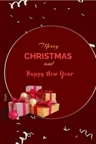 Red Typographic Merry Christmas And New Year Wishes  Tumblr Graphic template