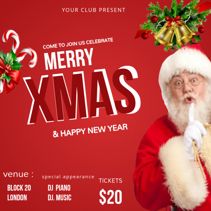 Plantilla de Red Typographic Merry Christmas Instagram Post | PosterMyWall