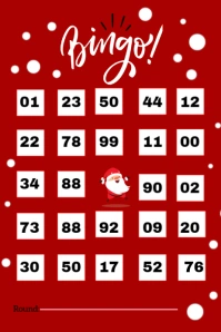 Red Typographic Merry Christmas Themed Bingo Card Banner 4' × 6' template