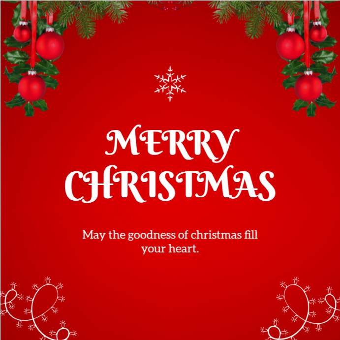 Plantilla de Red Typographic Merry Christmas With Christmas Ornament ...