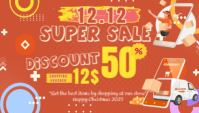 Red Typographic Oranye Super Sale Poster Chrismas 2025 Business Card Wizytówka template