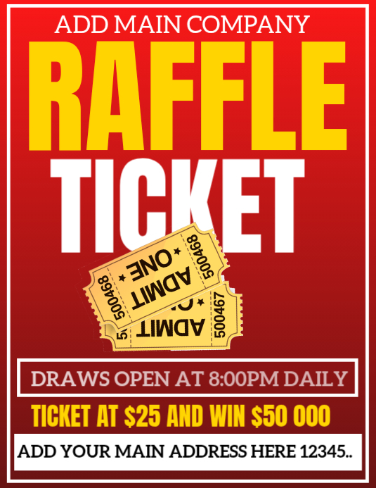 Plantilla de Red Typographic Raffle Event Flyer | PosterMyWall