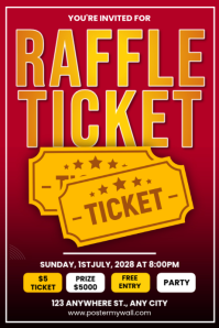 红色 Raffle Event Póster Template