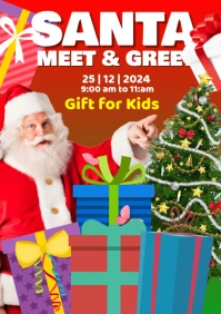 Red Typographic Santa Meet And Greet A4 template