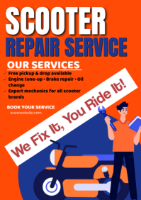 Red Typographic Scooter Repair Service  A3 template