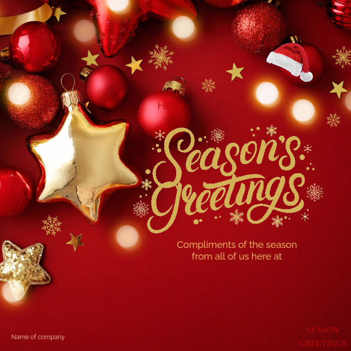 Red Typographic Season Greetings Cards Instagram Post Template ...