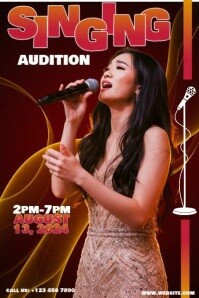 Red Typographic  Singing Auditions Poster template