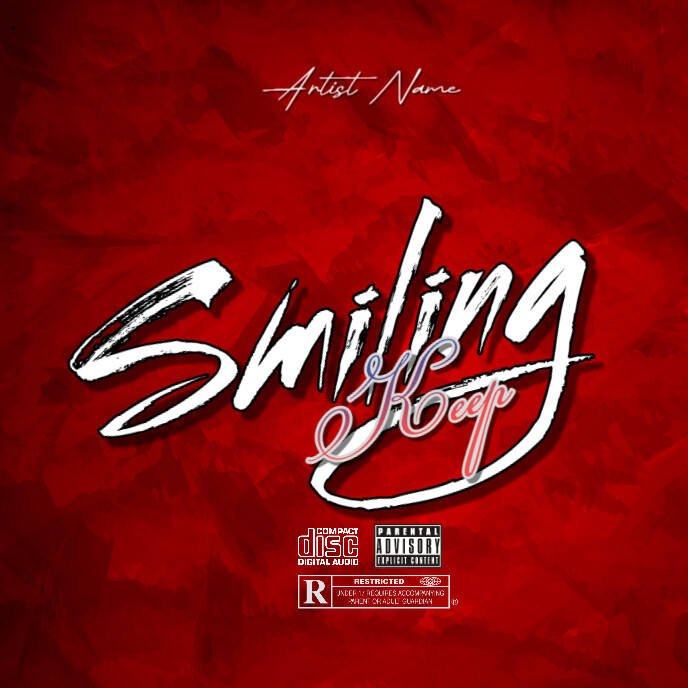 Plantilla de Red Typographic Smiling Mixtape Cover Album Cover ...
