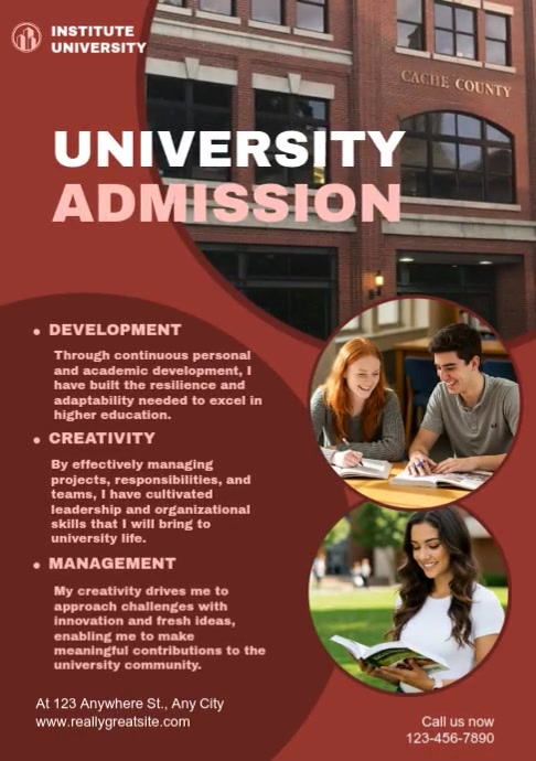 Red Typographic Student Application Drive A4 template