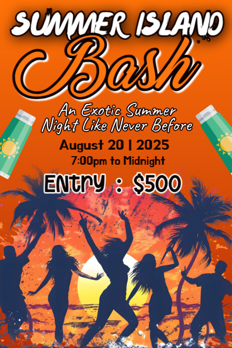 Red Typographic Summer Island Bash Poster template
