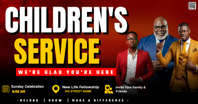 Red Typographic Sunday Church Service Welcome Facebook Shared Image ...