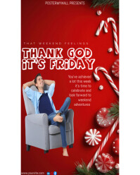 Red Typographic Thank God It's Friday  Instagram Portrait template