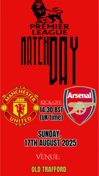 Red Typographic This Is A Promotional Poster Or Flyer For A Premier League Football Match Between Ma Historia de Instagram template