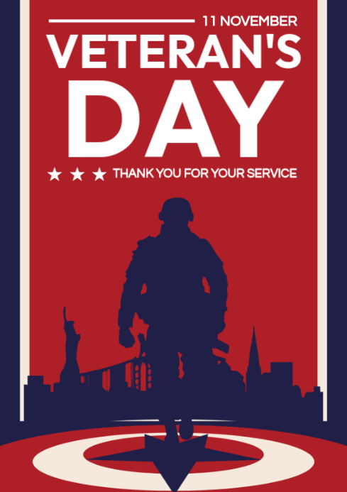 Red Typographic Veterans Day Poster A4 Template | PosterMyWall