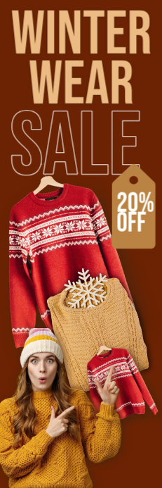 Red Typographic Winter Clothing Sale Banner 2' × 6' Template | PosterMyWall