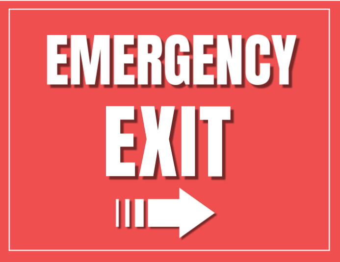 Red Typoographic Emergency Exit Sign/ Caution Sign/ Safety Signs Poster ...
