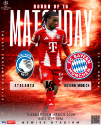 Red Ucl Round Of 16: Atalanta Vs Bayern Munich Instagram Portrait template