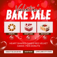 Red Valentine's Bake Sale Flyer Square (1:1) template