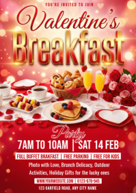 Red Valentine's Breakfast Event A4 template